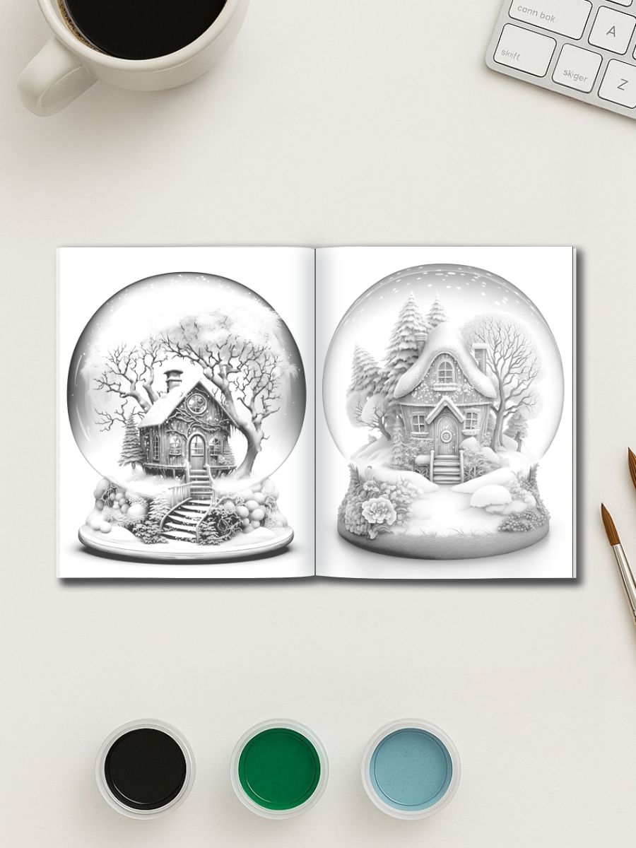 Crystal Worlds – 100 Fantasy Scenes Inside Crystal Balls | Colouring Pics