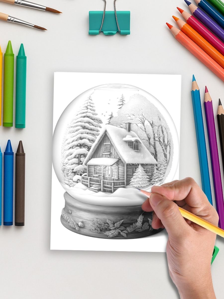 Crystal Worlds – 100 Fantasy Scenes Inside Crystal Balls | Colouring Pics